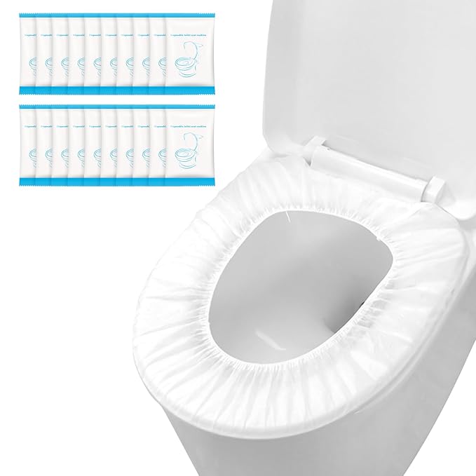 100 Pack Disposable Toilet Seat Cover Waterproof Non-Woven Fabric, Disposable Toilet Seat Covers for Travel, Disposable Seat Covers for Outing Hotel Hospital Public Toilet (Individual Package