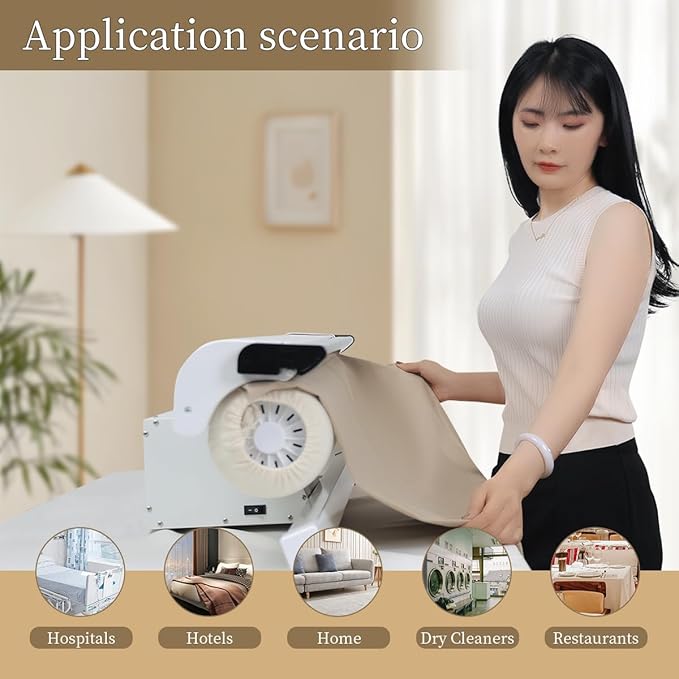 Rotary Roller Iron Steam Press Hotel Linen Ironing Machine with Continuous Steam for Commercial and Home Use. Designed for Bed Sheet,Pillowslip,Napkin, And Almost Any Flat, Appropriately Sized Textile