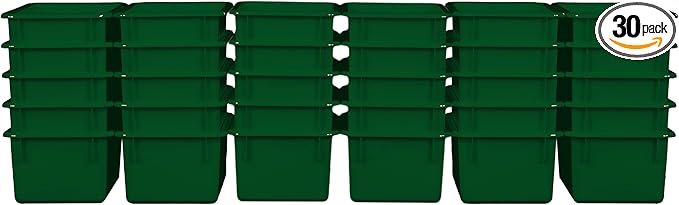 Wood Designs Cubby Storage Bin, Heavy Duty Plastic Containers for Kids Green Cubby Tray Set of 30