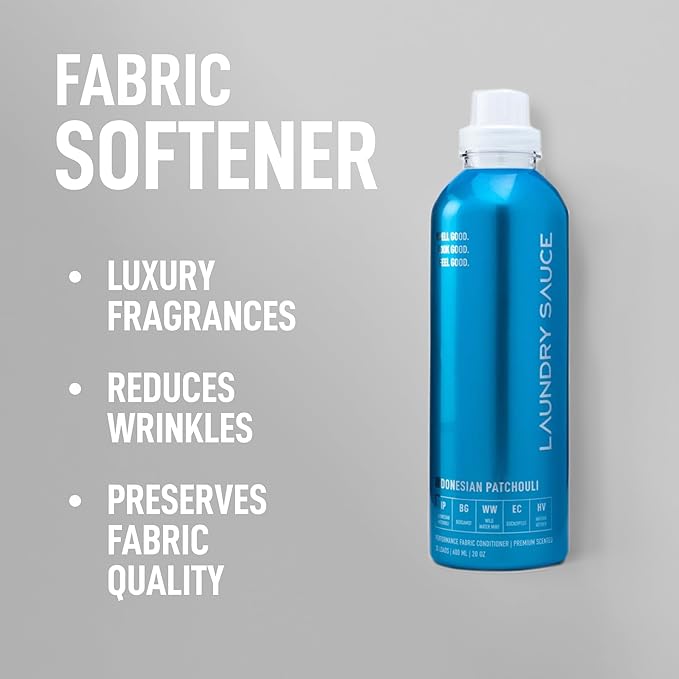 Laundry Sauce - Laundry Fabric Softener (Indonesian Patchouli) Luxury Fragrance, Softens & Preserves Fabric, Reduces Wrinkles, 19 Fl Oz