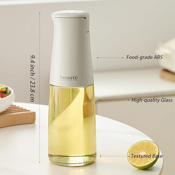 17oz Oil Bottles for Kitchen, Auto Flip、Non-Drip、Leak Proof, Cooking Oil Dispenser, Vinegar Dispenser, Cooking Glass Bottle with 500ml (Light Green)