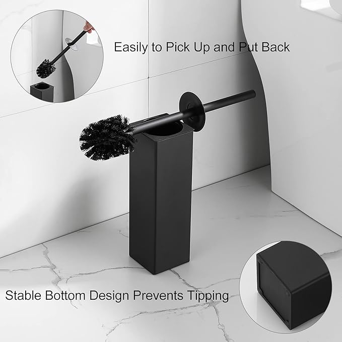 Square Toilet Brush with Holder,Stainless Steel Toilet Bowl Brush and Holder for Bathroom,2PACK