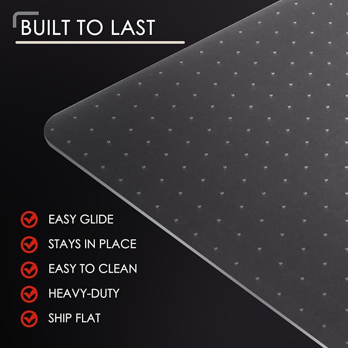 Kuyal Office Chair Mat for Carpet, Set of 2, 40x48 Clear Heavy Duty Computer Chair Mat, Under Desk Protector Carpeted Floors Mat, Easy Chair Movement,Ship Flat