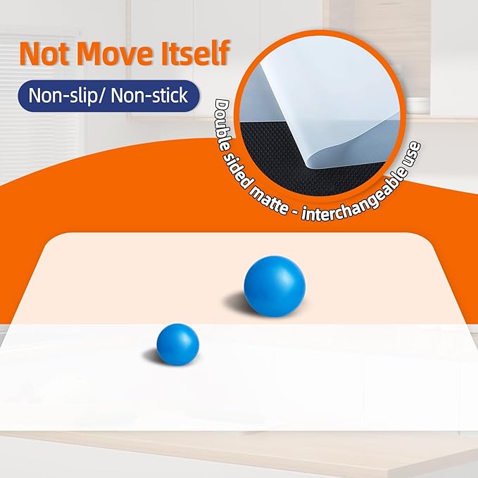 Warome Silicone Mat,47"x 23" Silicone Mats for Kitchen Counter, Waterproof Heat Resistant Mat, Extra Large Countertop Protector, Nonstick Baking Mat,Shipped No Creases- White Translucent