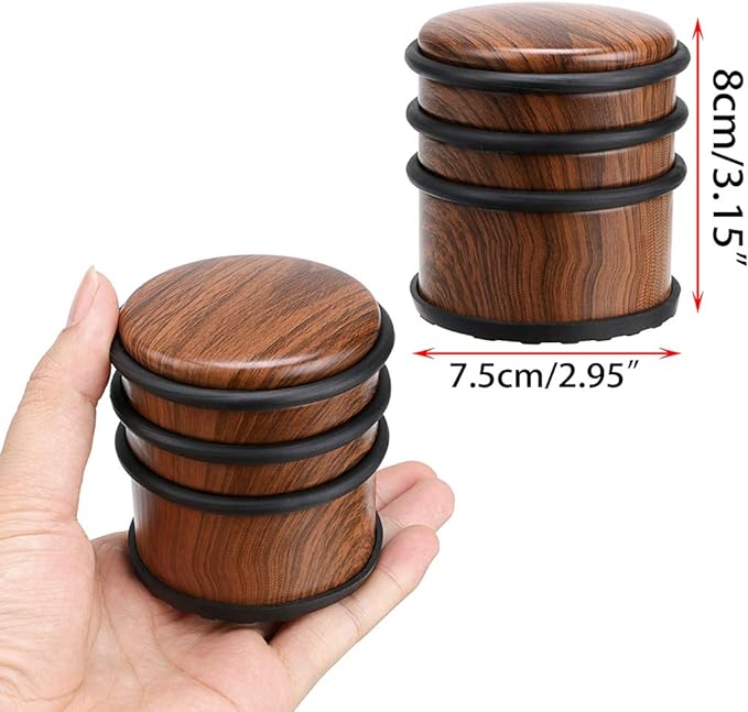 Sumnacon Heavy Duty Floor Door Stopper No Drill, Durability Stainless Steel Door Stops With Anti-skid Rubber- Contemporary Decorative Safety Door Wedge for Home Office Commercial Industrial, WoodGrain
