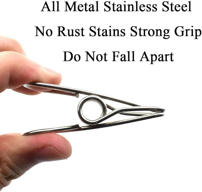 HAHIYO Clothespins Chip Clips All Metal Stainless Steel No Rust Stains Strong Grip in Heavy Wind 2.5 Inches 14 Pack Large Do Not Fall Apart Open Wide for Holding Clothes Snack Bag Clamps