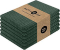 Native Fab Cotton Kitchen Towel with Hanging Loop 16x26 inches, 6-Pack, Waffle Weave Kitchen Towels for Cleaning Drying, Washcloths Soft & Absorbent Cloth Rags, Bar Towel, Dish Cloth, Olive Green