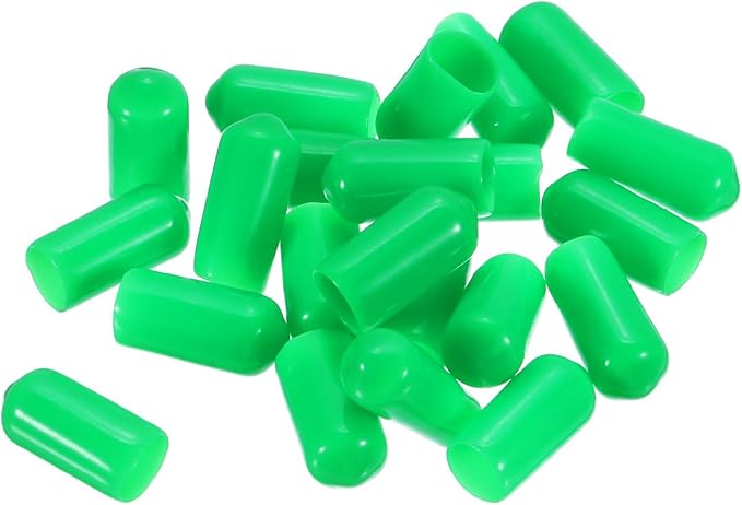 uxcell 20pcs Rubber End Caps 7mm ID Vinyl PVC Round Tube Bolt Cap Cover Screw Thread Protectors Green