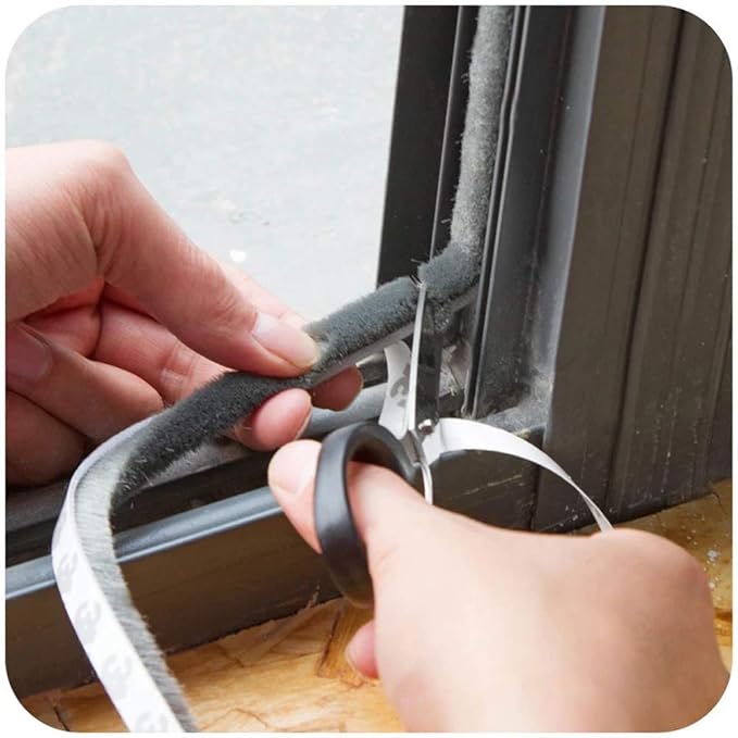 Weather Stripping Brush for Sliding Windows/Doors Frame Side,Pile Self Adhesive Weatherstrip Seal Strip Sealer Draft Stoppers (33ft x11/32 Backing x 11/32 Brush inch, Grey)