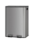 GarveeHome 2 x 8 gal Stainless Steel Double Trash Can with Lid for Kitchen, Large Dual Trash and Recycle Bin Combo, Step-on Kitchen Metal Garbage Cans, PP Inner Buckets, Liner Rim, Matte Grey