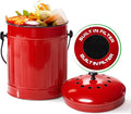 Plexon Countertop Compost Bin Kitchen with Lid, Red 1.5 Gallon Odorless Compost Container, Steel Food Compost Bucket for Kitchen with Charcoal Filter, Pail for Countertop