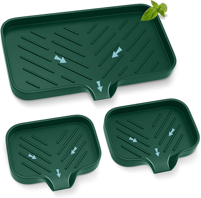 Kitchen Sink Tray,Sponge Holder for Kitchen Sink Self Draining Kitchen Soap Tray Premium Silicone Soap Holder for Bathroom Kitchen Counter Sink Caddy Organizer for Dish Soap Bottle,Soap Dispenser