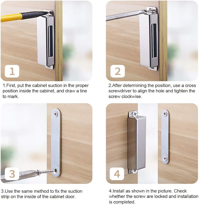 Mousike Cabinet Magnets 30lb Stainless Steel Magnetic Door Catch with Strong Magnetic for Kitchen Cupboard Wardrobe Closet Cabinet Door Drawer Latch (2.1"(Silver 12 Pack))