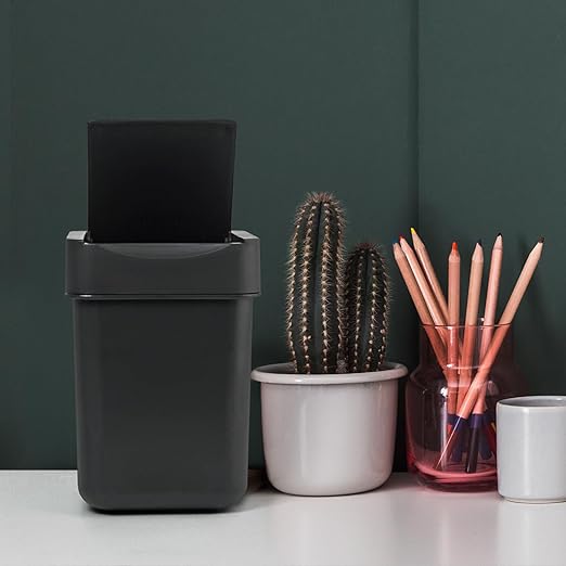 carrotez Mini Trash Can, Coffee Bar, Vanity, Desk, Countertop, 2 Liter/ 0.5 Gallon, Mini Wastebasket, Garbage Container Bin - Black