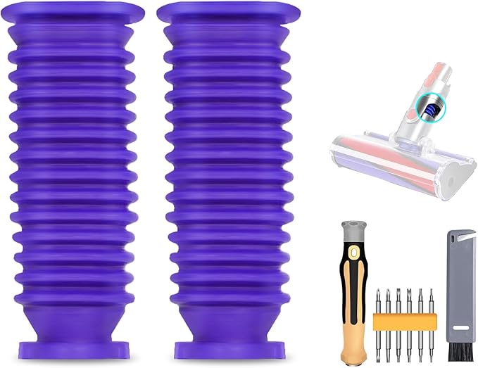2 Pack Vacuum Lower Duct Hose Kit Compatible with Dyson V6,V7,V8,V10,V11,V15 Soft Roller Cleaner Head,Vacuum Attachment Replacement Parts for Home Cleaning, 1 Set Screwdrivers, 1 Clean Brush
