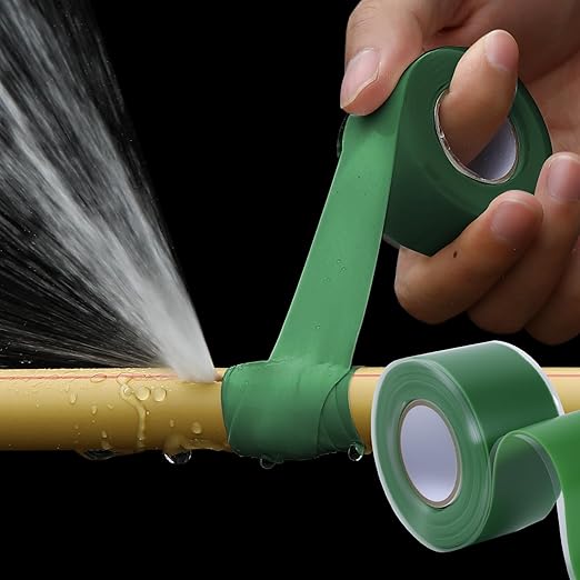 Self Fusing Silicone Tape 4 Rolls 1 in x 10' Green Waterproof Rescue Tape Rubber Leak Silicone Self-amalgamating Tape for Plumbing, Sealing Pipes, Hose Repair, Outdoor Coax and Tool Fixation