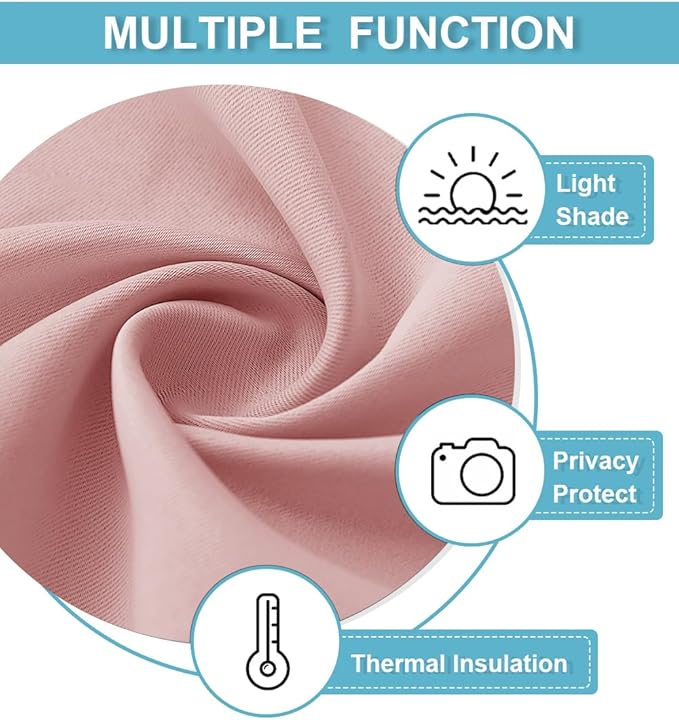 RYB HOME Peach Blush Rod Pocket Blackout Curtains for Bedroom Living Room Dining Baby Nursery Morden Decor Thermal Insulated Room Darkening Curtains,W 42 x L 54 inch,2 Panels