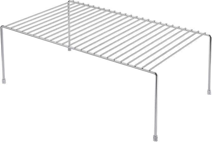 iPEGTOP Large (15.7 x 9.4 Inch) Kitchen Freezer Cabinet Organizer Shelf, Set of 4 Rustproof Metal Wire Shelves Spice Shelf Rack Cupboard Storage for Fridge Pantries Countertops Utensils, Chrome