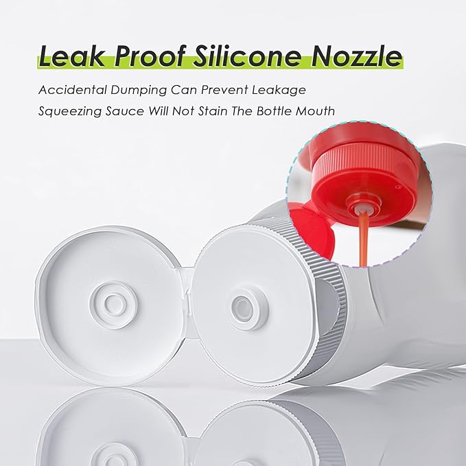 Condiment Squeeze Bottles for Ketchup Hot Sauce Liquids Oil with Caps for Condensed Milk and Mustard Salad Dispenser Clear Plastic Bottles Dressing Container LDPE