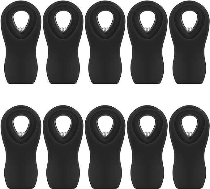Magnetic Chip Clips, 10 Pack Plastic Bag Clips with Magnet, Black Snack Clips for Food Storage and Refrigerator