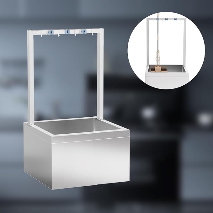 TONGMO Stainless Steel Floor Mop Sink, Mop sink with Cleaning Tool Rack (23.6" x 23.6" x 13")