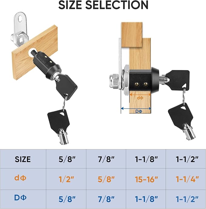 PTEROMY 2 Pack Cabinet Lock with Keys, 5/8'' Heavy Duty Tubular Cam Lock for RV Compartment Storage Locks, Full Set of RV Cam Locks (Black, 5/8'', 2 Pack)