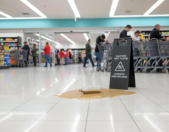 2 Pcs Wet Floor Sign, 24 Inch Black Stainless Steel Caution Wet Floor Sign Double Sided Foldable Bilingual Commercial Safety Warning for Hotel Market Restroom Restaurant Office