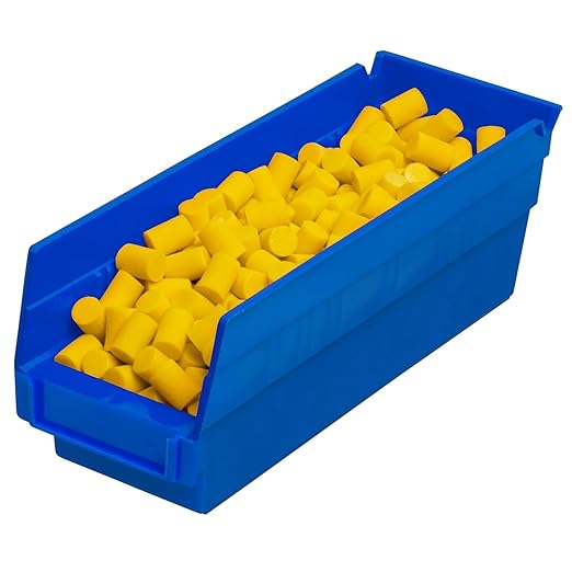 Akro-Mils 30120 Plastic Shelf Bins, Heavy Duty Storage Bins for Garage, Closet, and Drawer Organization, 12-Inch x 4-Inch x 4-Inch, Blue, 24-Pack