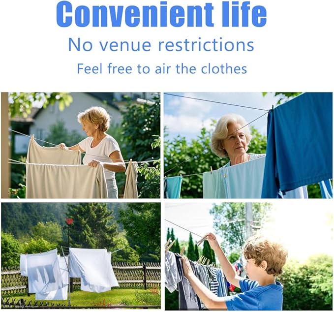 Retractable Clothesline Used to Outdoor，49 feet (15 Meters) PVC Line Retracting，Including 12 pcs ClothesPins，Wall Mounted Retractable Laundry Line for Drying Clothes