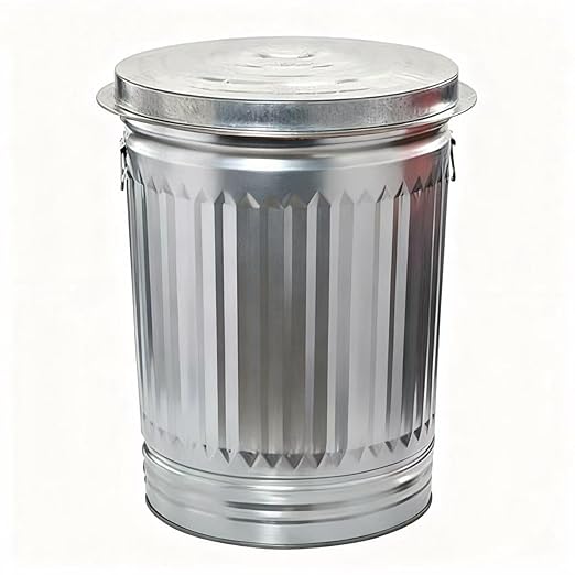 31 Gallon Metal Trash Can with Lid, Durable Silver Garbage Can-Easy to Clean,Suitable for Outdoor, Kitchen, Office