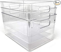 Isaac Jacobs 3-Pack Large Clear Storage Bins with Handles, Plastic Organizer for Home, Room, Office, Fridge, Kitchen/Pantry Non-Slip Container Set, Food Safe, BPA Free (3-Pack, Large)