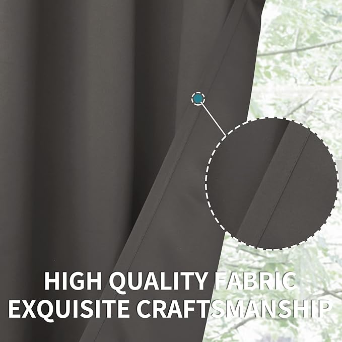 BGment Rod Pocket Blackout Curtains for Bedroom - Thermal Insulated Room Darkening Curtain for Living Room, 52 x 84 Inch, 2 Panels, Grey