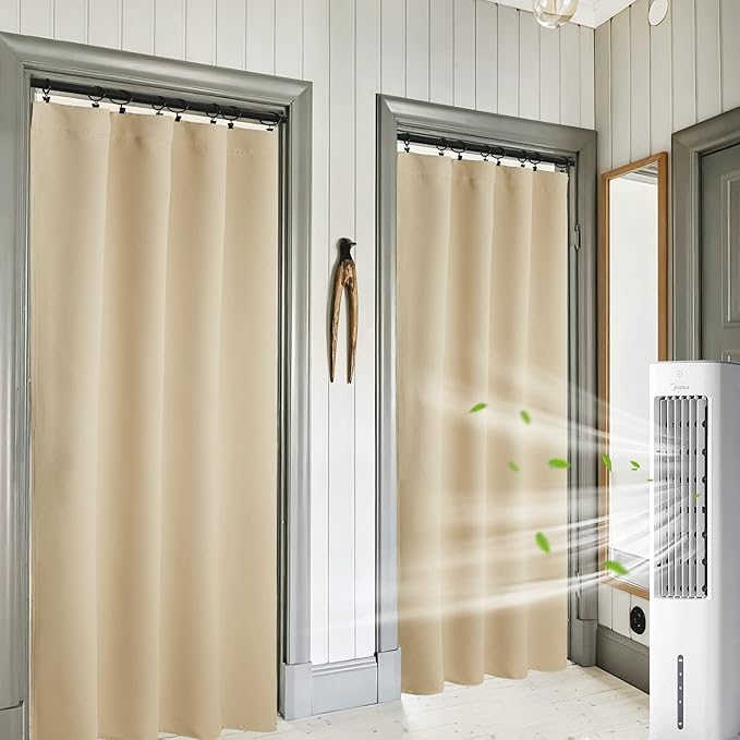 RYB HOME Blackout Curtains for Living Room, Large Window Shades for Bay Window Dining Parlor Bedroom Patio Door, Wide 62 x Long 72 inches, Biscotti Beige, 2 Panels