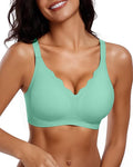 Vertvie Womens Seamless Bras No Underwire Supportive Wireless Push Up Full Coverage Bralette Comfort Scalloped T-Shirt Bra