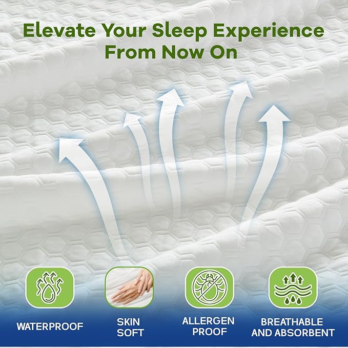 Luxury Queen Size Tencel Waterproof Mattress Protector Deep Pocket - Premium Cooling Bed Cover Pad - Hypoallergenic & Allergy-Friendly - Oeko-Tex Certified - Ultra Soft & Breathable