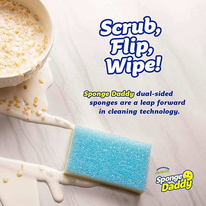 Scrub Daddy Extra Large Sponge Daddy - Bulk Kitchen Sponges for Cleaning Different Rooms & Surfaces - Dual-Sided Dish Scrubber with FlexTexture Foam (18 Count)