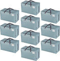 VENO 10 Pack Moving and Storage Bags, Heavy Duty, Alternative to Moving Boxes, Large Packing Totes Supplies for College Dorm Room with Zipper for Clothes, Wide Open Design (Light Blue Matte, 10 Pack)