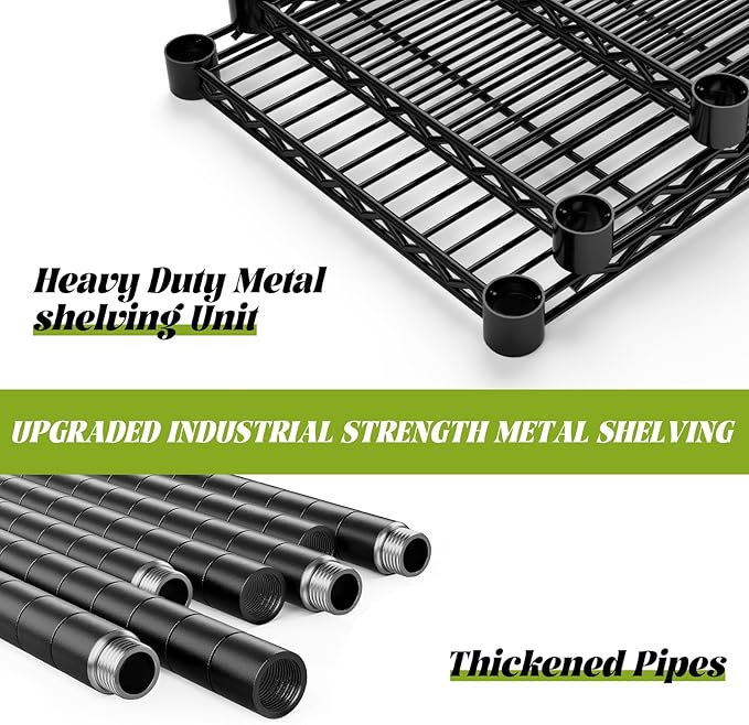 Storage Shelves, 4 PCS 48" L x 20" W x 72" H Heavy Duty Garage Wire Shelving Unit Loads 2000LBS, 5-Tier Adjustable Metal Industrial Utility Shelf Rack for Kitchen, Laundry Room, Basement