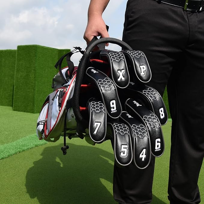 mytag 8PCS Golf Hybrid Iron Covers Set, Knit Hybrid Head Covers, Fits Cobra T Rail, Cleveland Launcher, Wilson Launch Pad, Tour Edge Hot Launch - Customizable