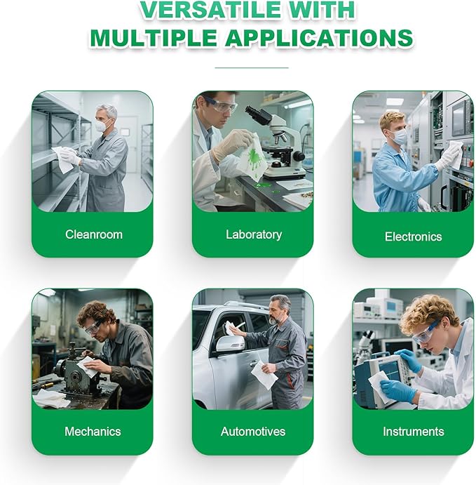 Cleanroom Wipes 4"x4" (1200 Pcs, Cellulose/Polyester Blend, Grade B, 56GSM) Lint Free Wipes for Laboratory, Electronics, Pharmaceutical,Printing,Automotives and Semiconductor Industries