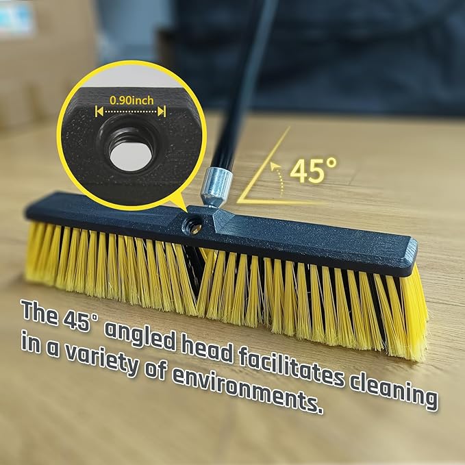 4PCS Push Broom Head Outdoor Large Stiff Bristle Broom Head - Excellent Cleaning Performance - Easy Installation Broom Head(18 inches)