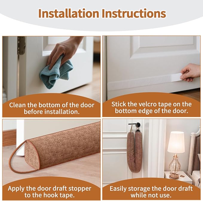 QUOLIX Triangle Under Door Draft Stopper Bottom Door Gap Filler & Seal Windproof Coating Cover Fits 30” to 36” Door Block Noise, Sound, Hot Air, Light, Bugs Easy Install Draft Blocker (32 inch-Brown)