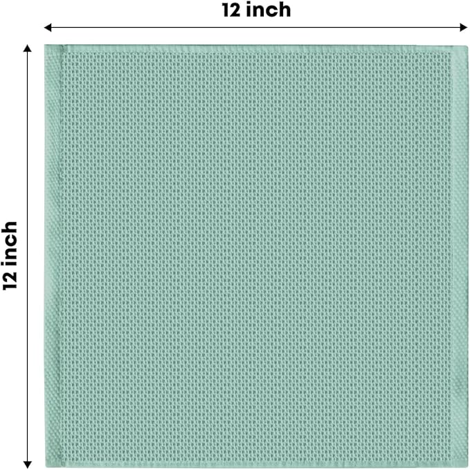 Artoid Mode 100% Cotton Light Green Waffle Weave Kitchen Dish Cloths, 12x12 Inch Ultra Soft Absorbent Quick Drying Kitchen Dish Towels Set of 6