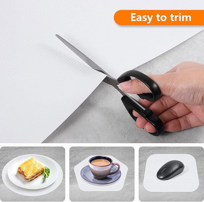 Shelf Liners for Kitchen Cabinets Drawer Liner Non Adhesive Cupboard Mat EVA Material Waterproof Refrigerator Mats Washable Fridge Liner for Cupboard and Desks Liner White 11.8 x 59 Inches