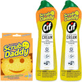 Scrub Daddy + 2x Cif All Purpose Cleaning Cream, Lemon - Multi Surface Household Cleaning Cream Scratch-Free Multipurpose Dish Sponge