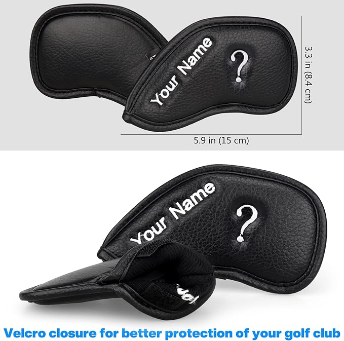 CRAFTSMAN GOLF 12pcs or 1pc Thick Synthetic Leather Golf Iron Head Covers Set Headcover Fit All Brands Callaway Ping Taylormade Cobra Etc. Also Custom Name