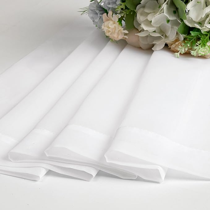 Chyhomenyc White Sheer Curtains 45 Inch Long 2 Panels, Short Voile Drapes for Dinning Small Windows Bathroom Living Room Bedroom, Rod Pocket, 42Wx45L Inches