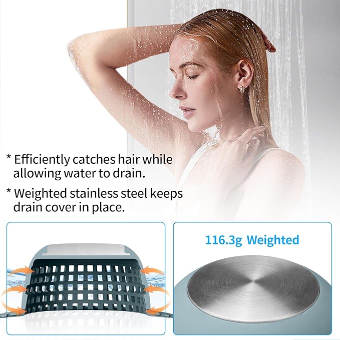 Shower Drain Hair Catcher, Bathtub Drain Cover Foldable Silicone Shower & Tub Protector for Pop-Up & Regular Drains