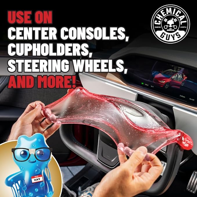 Chemical Guys Sticky Icky Car Cleaning Gel, Green Apple Scent - Detailing Kit, Automotive Dust Car Crevice Cleaner, Air Vent Slime, Cleaning Putty for Keyboard Accessories for Women (4 Pack) - CJR1004