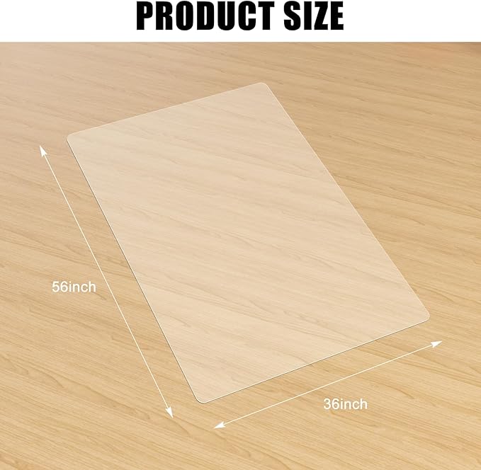 Kuyal Clear Chair Mat, Hard Floor Use, 56" x 36" Transparent Office Home Floor Protector mat Chairmats (56" x 36" Rectangle)